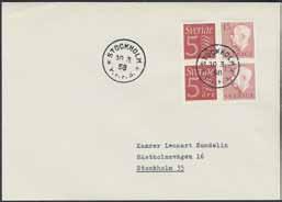 500:- Luftpost / Air mail covers 517K 101, 71, 72 Påtryck 12 / 65 öre gröngul samt 1 och 2 öre Lilla Riksvapnet på luftpostbrev från MALMÖ 8 APR.