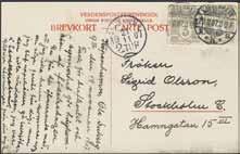é 500:- 669 120v 1912 GPO Copenhagen 5 Kr brown-red, watermark crown pos 27 with Broken right upstroke on N in CENTRAL... Cert. Lasse Nielsen. é 1.