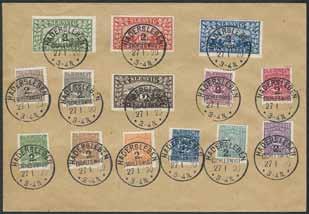 702 706 Tj2v Official, 1920 Overprint on Lion and Landscape 5 Pf green pos 46 or 96 with Stor faveplet under L i SLESVIG (del af oplaget).