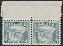 755 756 757 760 765 Iceland, single items / Island, singlar 725 1 1873 Skilding values 2 sk blue, perf 14 13½ (small rost spots). Cert. Svendsen.