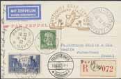 2 1936, transit and arrival canc. on back. Scarce combination. * 2.500:- 920K 161+181+272 Air mail cover, Zeppelin cover with 3 3+2 Fr + 50 c to Brazil.