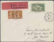500:- 923K 220+293 Air mail cover, 1,5+2 2fr Poste Aerienne on air mail cover Paris Amsterdam 21.12 1935 sent to Guadeloupe. Arrival canc. on the back.