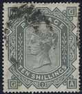 000:- 987 35 1867 Queen Victoria wmk Maltese Cross 5 Sh rose, watermark Maltese Cross. Very nice cancellation F85. EUR 400 1.000:- 988 49 1878 Queen Victoria wmk Maltese Cross 10s.