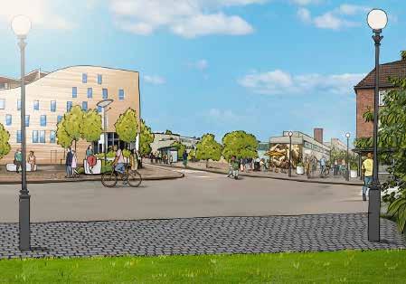 Mattias Käll Illustrationer m Detaljplanera för bostäder med serviceinriktad verksamhet på parkeringen som kallas för Raggartorget.