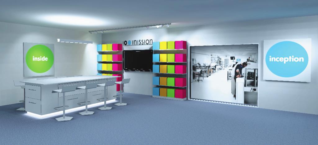 Inission Stockholm showroom. Insides avdelning med material och komponenter vägg i vägg med Inceptionavdelningen.