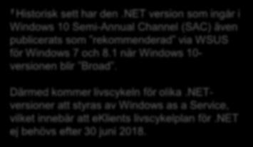 5 och 4,5.1 Microsoft upphör med säkerhetsuppdateringar och buggfixar. Efterföljande versioner av.net följer Lifecycle-policyn för det OS komponenten är installerad på.