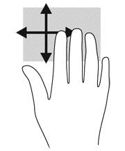 Placera tre fingrar i styrplattezonen och snärta med fingrarna i en lätt och snabb rörelse uppåt, nedåt, åt