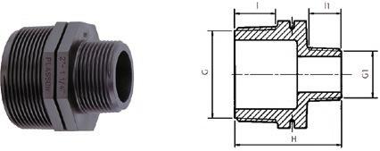 P5067-32 R32 60 22 35 PN16 10/400 250 94 46 P5067-40 R40 61 22 48 PN16 5/300 250 94 53 P5067-50 R50 71 26 78 PN16 5/180 Nippel förminskning Typ 5065 Utvändig gänga RSK-nr Art-nr G x G1 utv.