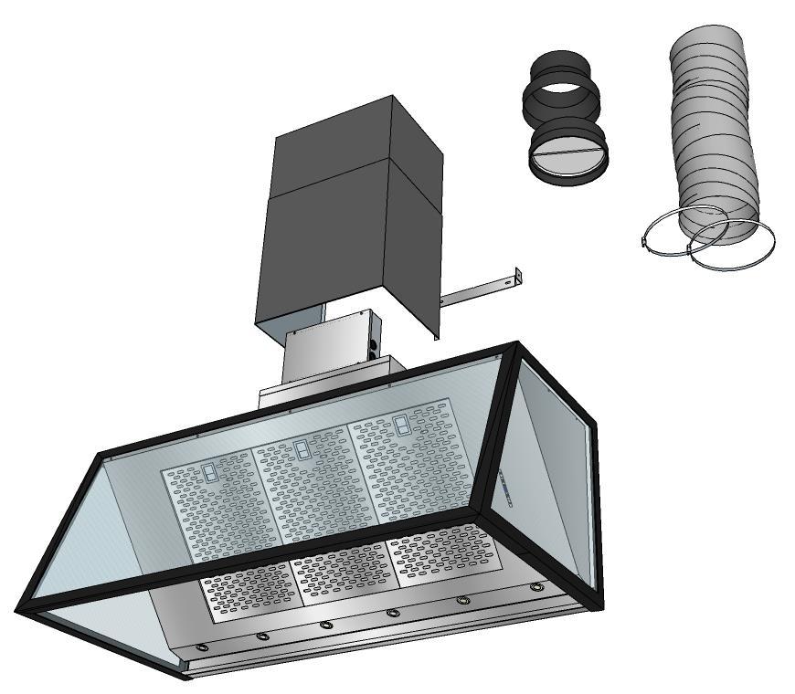 Fettfilter 2 1 7 3 Måttbeskrivning Fasett modellen levereras i tre