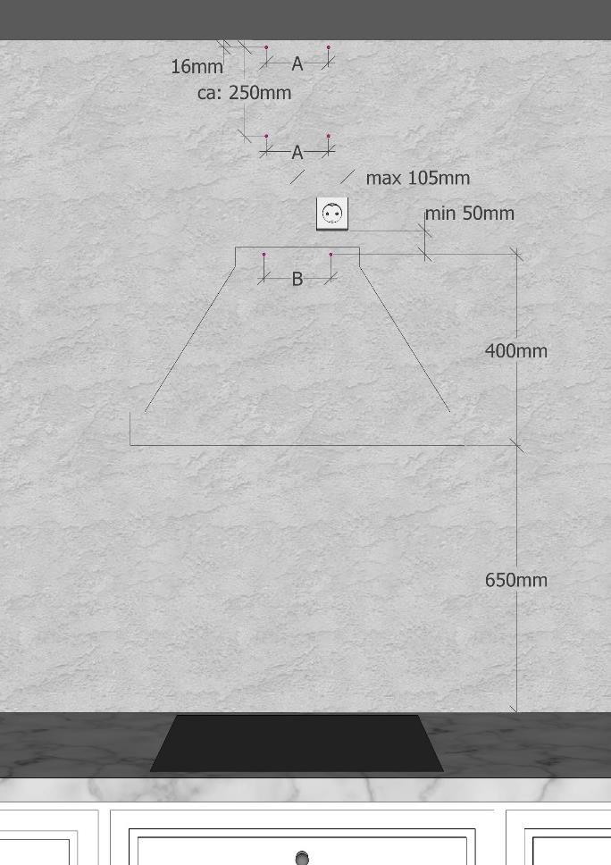 Tänk på att ventilationskanalen inte skall gå igenom taket för långt ut från väggen.