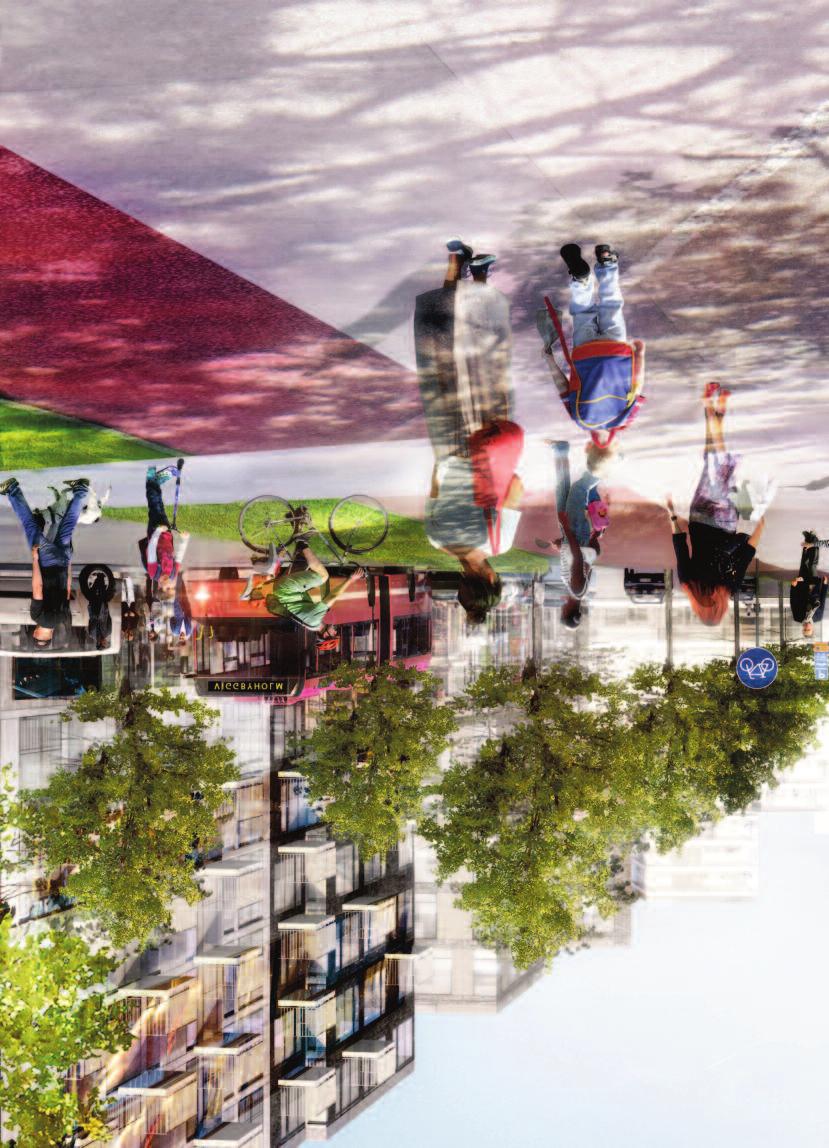 Boulevarden blir den centrala stadsgatan och ska bjuda in till folkliv. Arkitektskiss av Nyréns arkitektkontor AB Under 2015 tar vi farväl av galoppfältet och välkomnar en helt ny stadsdel Täby park.