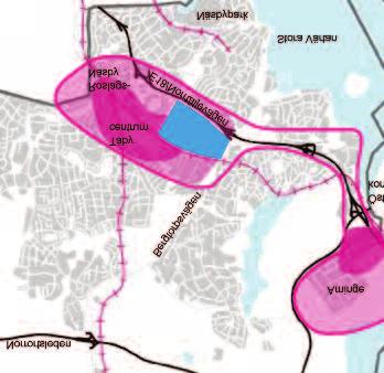 Tanken är att Täby centrum och Arninge ska bli en sammanhängande knutpunkt i Stockholm nordost en regional stads kärna.