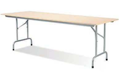 plats när borden inte används. Borden levereras i 3 olika storlekar med bordsskiva i lönn eller bok.
