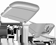 Stolar, säkerhetsfunktioner 39 Montera armstöd på mittkonsolen Tryck på knappen på baksidan och sätt in de bakre styrstiften i de övre styrskenorna. Släpp knappen. Fäll ned armstödet framtill.