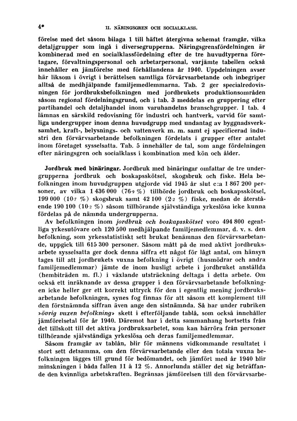 4* II. NÄRINGSGREN OCH SOCIALKLASS. förelse med det såsom bilaga 1 till häftet återgivna schemat framgår, -vilka detalj grupper som ingå i diversegrupperna.