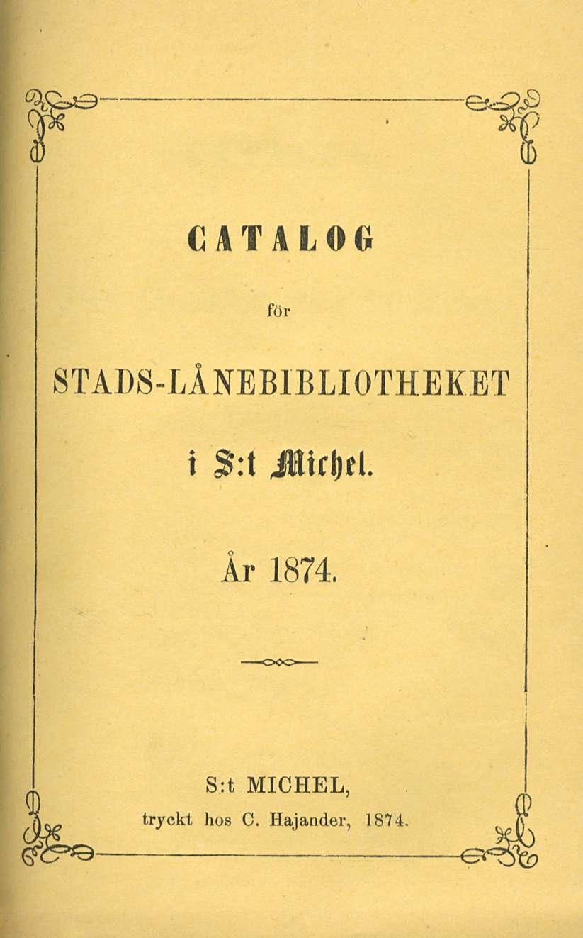 CATALOO för BTADB-LÅNEBIBLIOTHBKET i S:t iiifdtl.