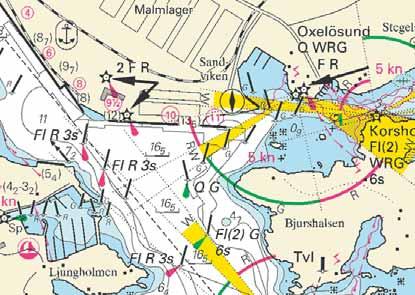 7 Nr 127 2. New leading line established including Oxelösund light and a new leading light with red triangle board as daymark. The new light showing red. Bearing of leading line is 057.