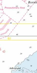 9 Nr 127 Denmark. Southern Baltic. WSW of Bornholm. Amendments to Firing danger area ES D 140 limits. Firing danger area ES D 140 has been changed due to the estblishment of TSS in Bornholmsgat.