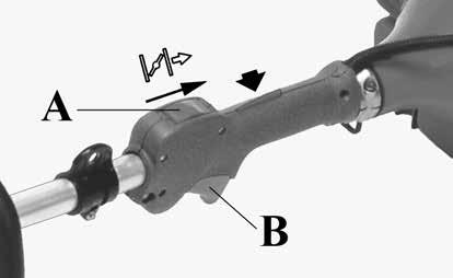 Zet dan de chokehendel terug (D, Fig. 44) in de OPEN positie en trek nogmaals om de motor te starten. Als de motor draait, het gashendel (B, Fig.