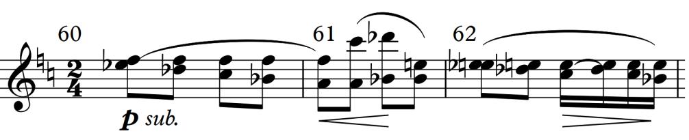 Takt 54-59 skriver tempo istället för a tempo eller tempo primo.