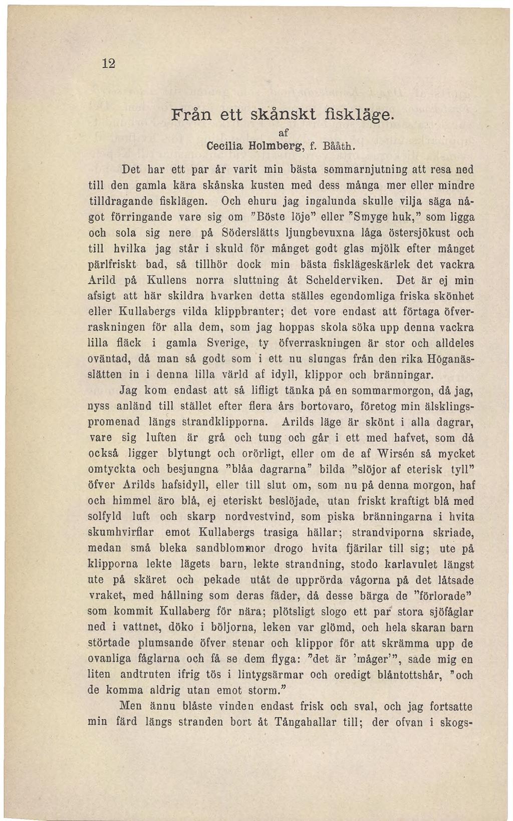 12 Från ett skånskt fiskläge. af Ceeilia Holmberg, f. Bååth.