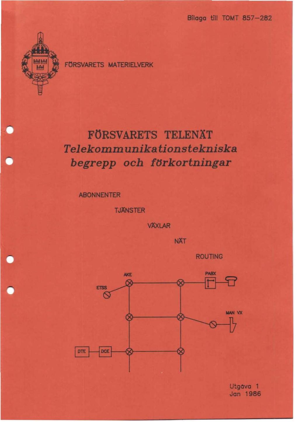 Bilaga till TOMT 857-282 FöRSVARETS MATERIELVERK FÖRSVARETS TELENÄT