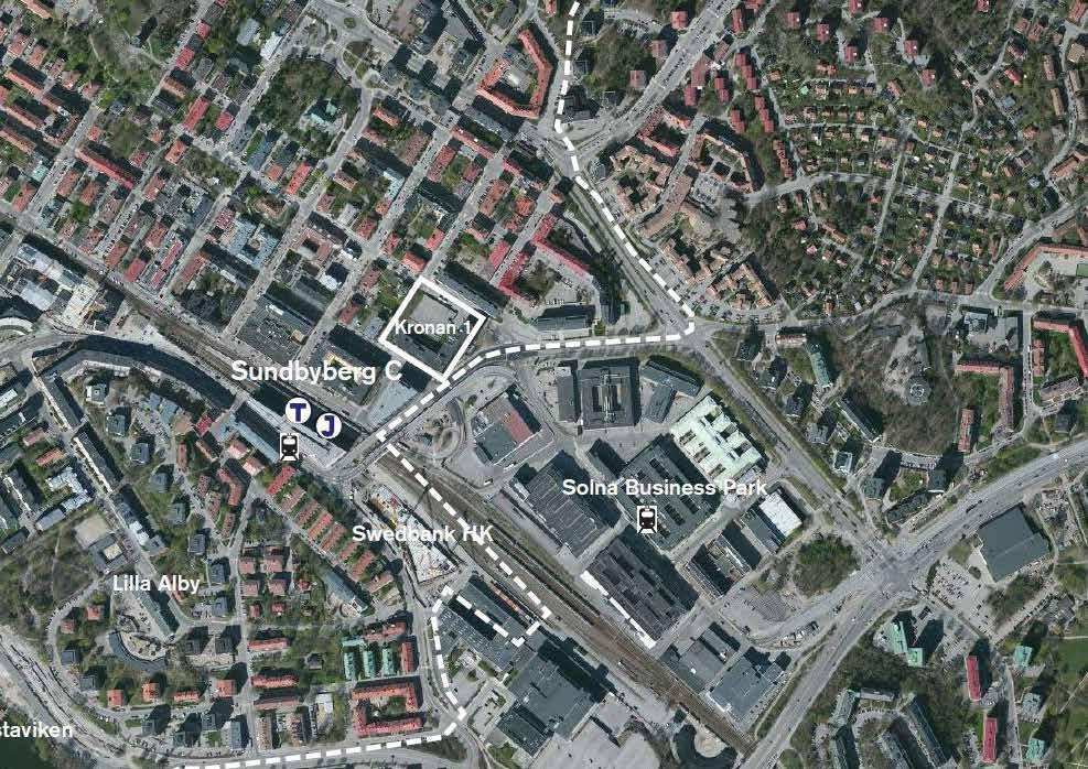 I HJÄRTAT AV SUNDBYBERG FÅR DU GOTT OM SPÄNNANDE GRANNAR Här finns såväl kontor som butiker och bostäder vilket ger området en trevlig småstadskaraktär.