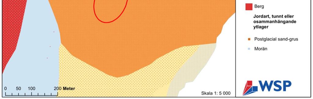 Enligt undersökningarna ligger grundvattenytan relativt djupt i området (> 4 m under mark) och djupet till berg är okänt. Figur 6. Jordartskarta, SGU Den hydrauliska konduktiviteteten d.v.s. infiltrationsförmågan hos olika jordar kan ses i Tabell 1.