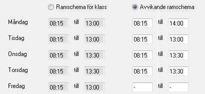 Klassen ramschema kopieras då till det avvikande ramschemat. Ramschemat som gäller just för denna elev kan göras.