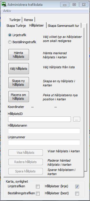 Hämta hållplats Markera den hållplats i kartan du vill ändra data för med Solens verktyg Välj (pilen).