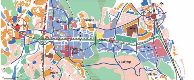 T r a f i k Kollektivtrafik På kartan redovisas huvudstråk för framtida kollektivtrafik inom och genom Fässbergsdalen.