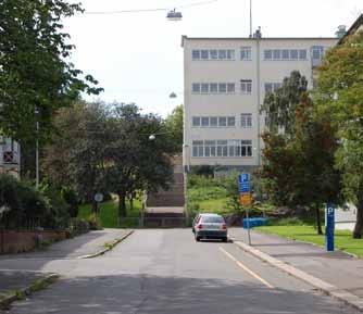 Från parken syns stora delar av Kungsladugårds jämna byggnadshöjd och kvarterens anpassning till terrängen.