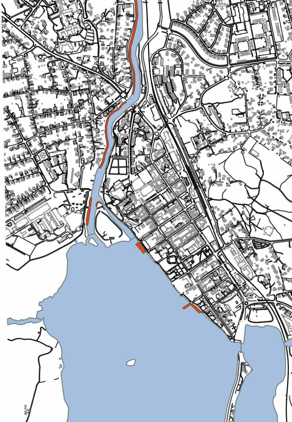 Åstigen Prästbron Tivoliplan Norra kyrkogården Lindesbergs Arena Lindeskolan Loppholmen Strandpromenaden Fingerboäng Stora Lindesjön Sundsbron