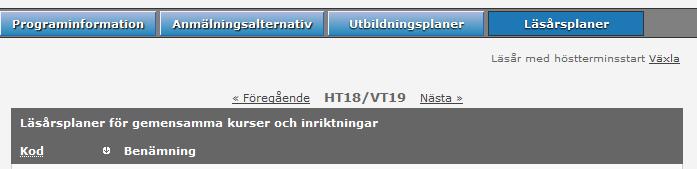 Steg 2: Kopiera eller skapa läsårsplan utan att kopiera (Programhandläggare eller motsvarande på programägande skola) Kopiera läsårsplan Gå till det program du vill arbeta