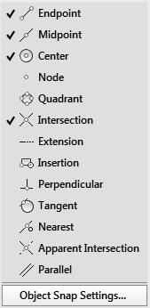 Verktygen i Object Snap, dvs knytning till vissa typer av punkter i de grafiska objekten, använder du inne i ett kommando, såsom Line-kommandot.