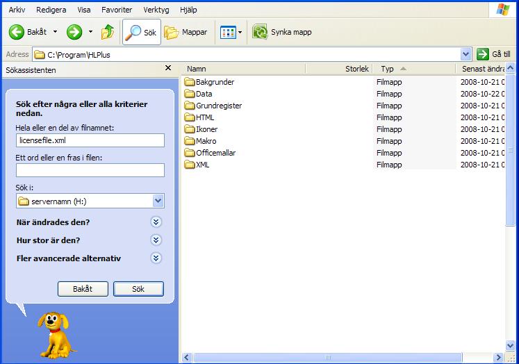 2. Hur hittar jag en sparad licensfil? Ställ dig i Utforskaren och använd sökknappen. Sök efter Alla filer och mappar. Filen heter: licensefile.