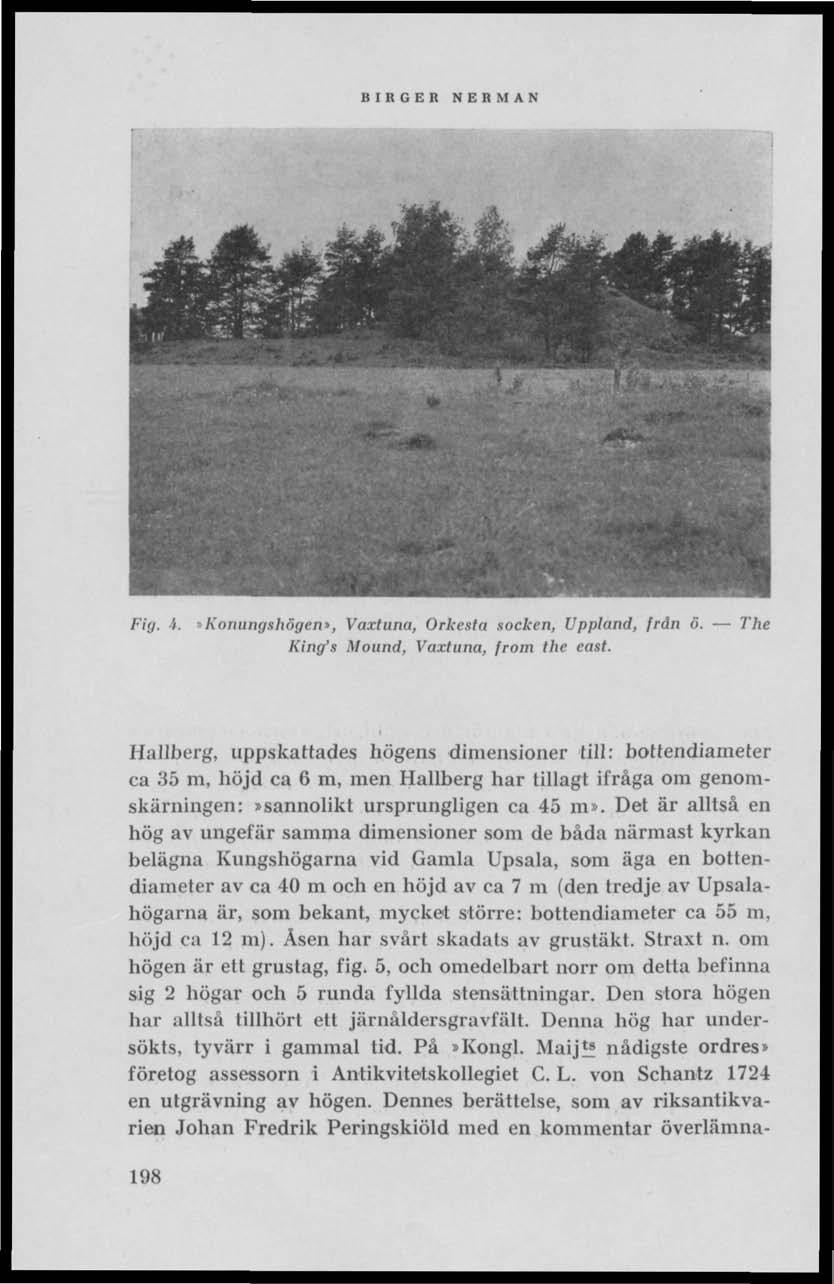 BIRGER NERMAN Fig. 4.»Konungshögen', Vaxtuna, Orkesta socken, Uppland, från ö. King's Mound, Vaxtuna, from the east.