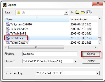 4.1 Lägg till bibliotek i PLC Control Börja med att addera biblioteket i TwinCAT - PLC Control. Skapa ett nytt projekt. Gå in i menyn File New. Välj flik Resources.