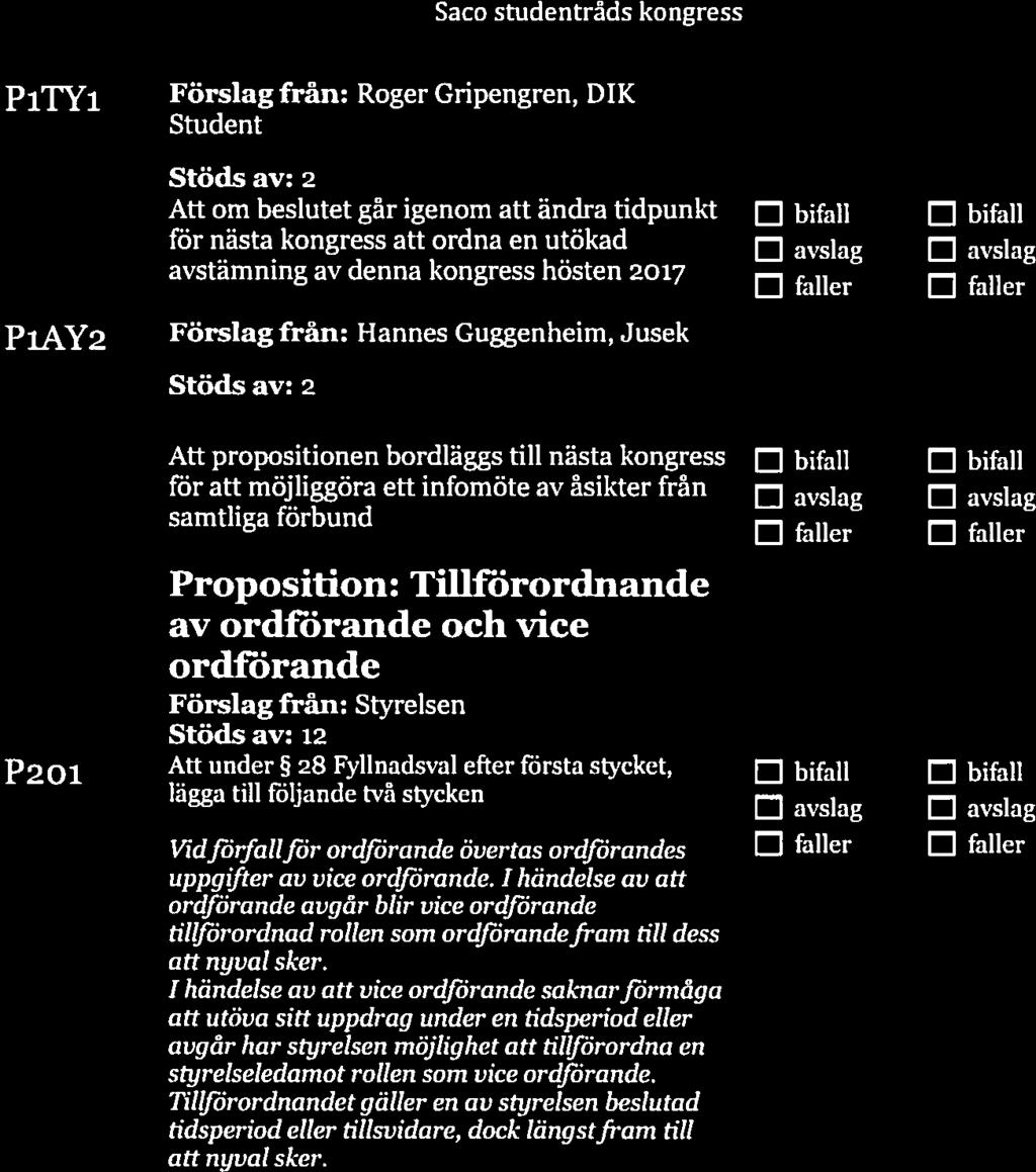 till, Samtliga ledamöter väus vid kongressför nästkommande verksamitetsär. Att under 3 Verksamhetsrevisorer ändra den fl bifall fl bifall andra meningen i första stycket från.