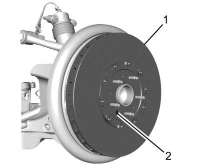 Dra åt med 10 Y (89 lb tum). Körning och användning 167 9. Montera bromsoket (1) med de två fästena (2). Dra åt med 120 Y (89 lb ft). 10. Upprepa proceduren för bilens andra sida. 11.