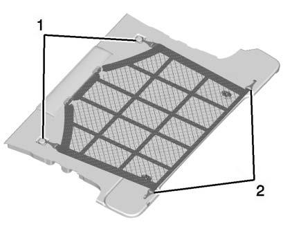 Lastnät Bagagenät 1. Fäst plastöglorna på skyddet vid fästena på golvet (1) och på sidopanelerna (2). 2.