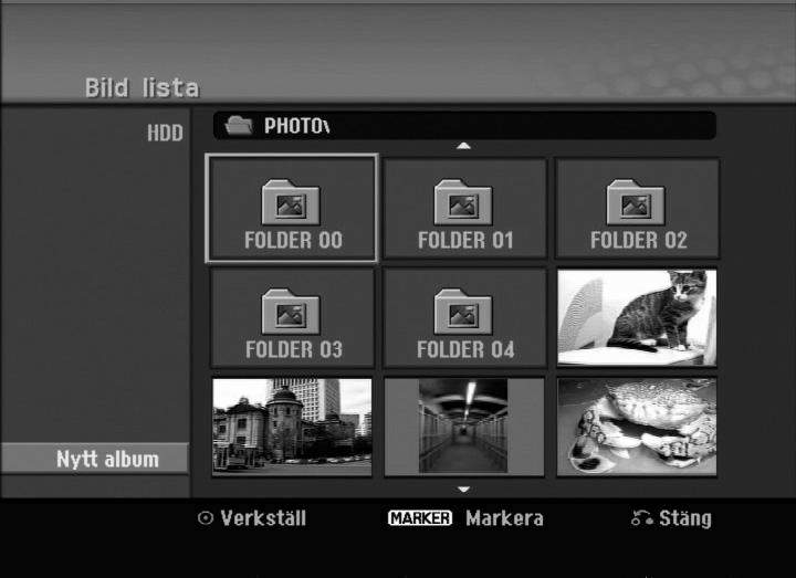 Visa en JPEG-fil Enheten kan spela JPEG-filer. Innan du spelar JPEGinspelningar ska du läsa Krav för fotofiler till höger. 1. Tryck på HOME. Menyn HOME visas. 2. Välj alternativet [FOTO]. 3.