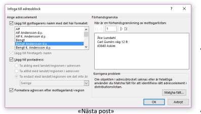 27. Normalt passar det valda. (Saknar du adressdelar, så finns Matcha fält igen här.) 28. Klicka på OK.