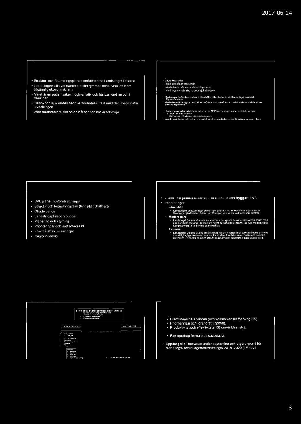 2017-06-14 Grundförutsättningar, struktur- och förändringsplan 2015-2019 Struktur- och förändringsplanen omfattar hela Landstinget Dalarna Landstingets alla verksamheter ska rymmas och utvecklas inom