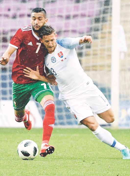 FUTBAL 5 VO VČERAJŠOM MEDZIŠTÁTNOM PRÍPRAVNOM ZÁPASE: MAROKO SLOVENSKO 2:1 (0:0) Účastníka MS sme pribrzdili, no nezastavili Slovenská futbalová reprezentácia sa včera v Ženeve piatykrát stretla s