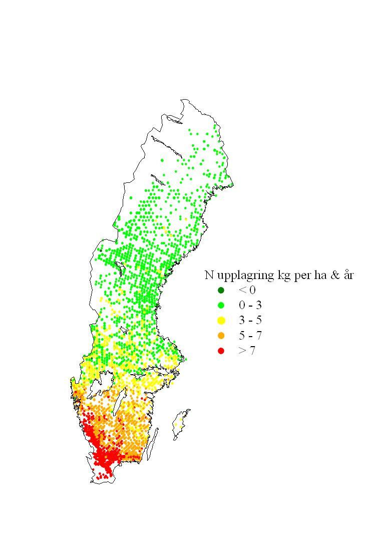 Indikator: Kväveupplagring i skogsmark Kväveackumulering i