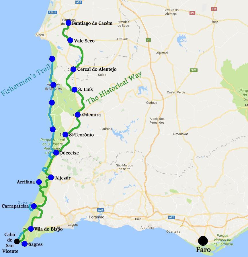 Rota Vicentina, Odeceixe Cabo de San Vicente, 6 nätter 7(7) Rota Vicentina Rota Vicentina är en långdistansled längs Portugals sydvästra kust.