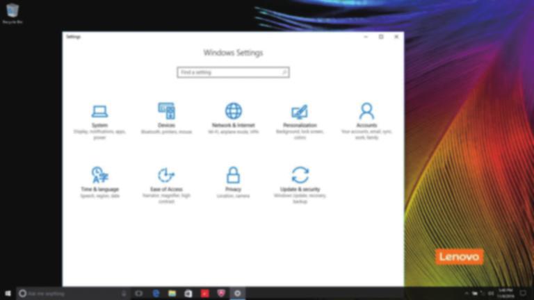 Kapitel 2. Börja använda Windows 10 Inställningar Inställningar låter dig utföra grundläggande uppgifter. Du kan även söka efter fler inställningar med sökrutan i inställningar i övre högra hörnet.