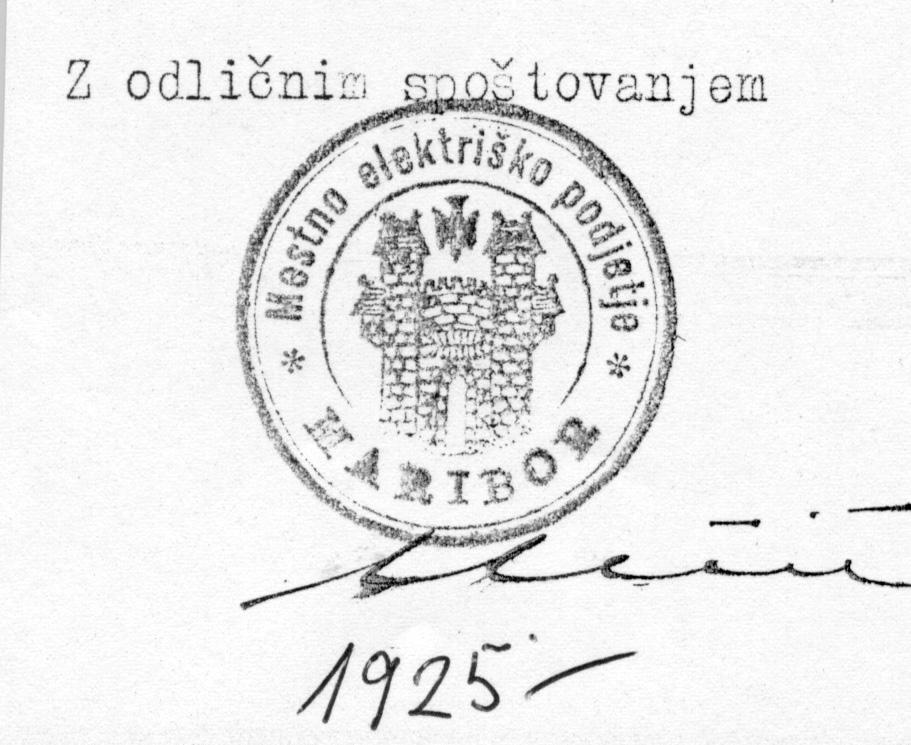 poslovati leta 1919) že zasledimo premike v zvezi z zahtevo advokata Orosla, saj je iz ohranjenih dokumentov razvidno, da je tega leta že delovalo Mestno električno podjetje Maribor (Städtische