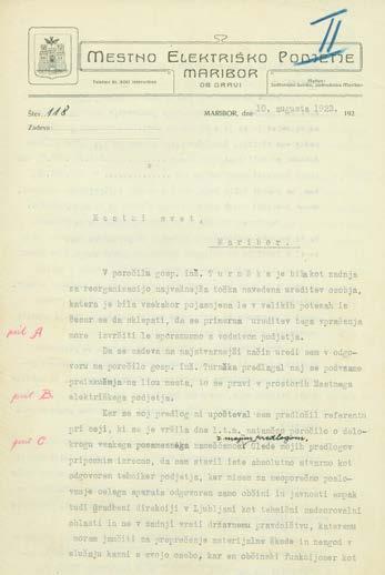 Slika 17: Dokument v zvezi z reorganizacijo Mestnega Slika 18: Stanje omrežja visoke napetosti, poročila inž.